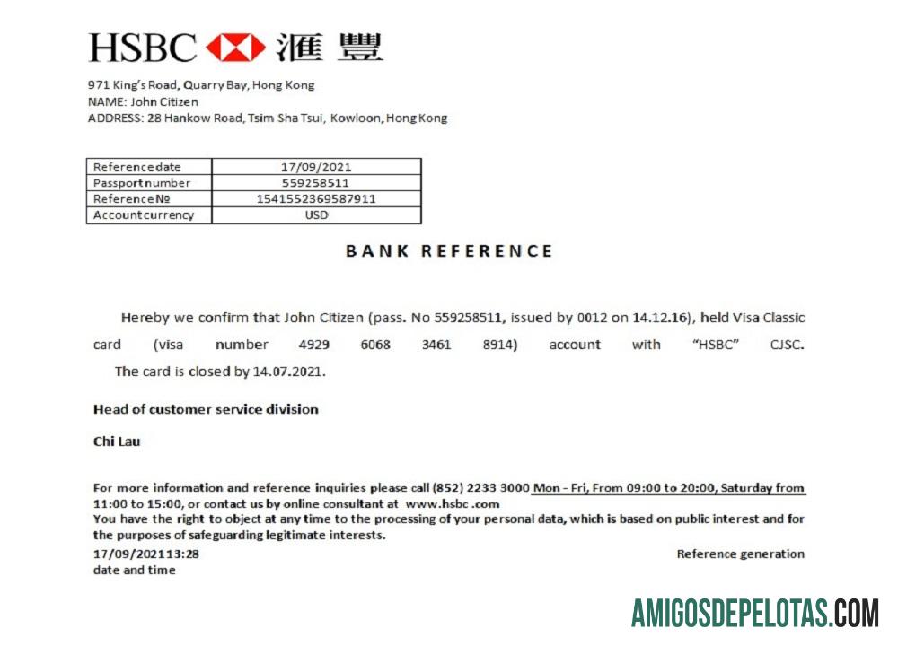 Referência de fechamento do HSBC de Hong Kong baixar para verificação